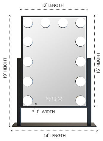 Hollywood Tri Tone XL LED Makeup Mirror with 360 Degree Swivel, Black