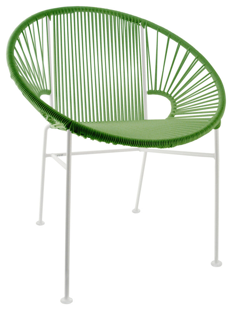 Concha Indoor/Outdoor Handmade Dining Chair, Cactus Weave, White Frame