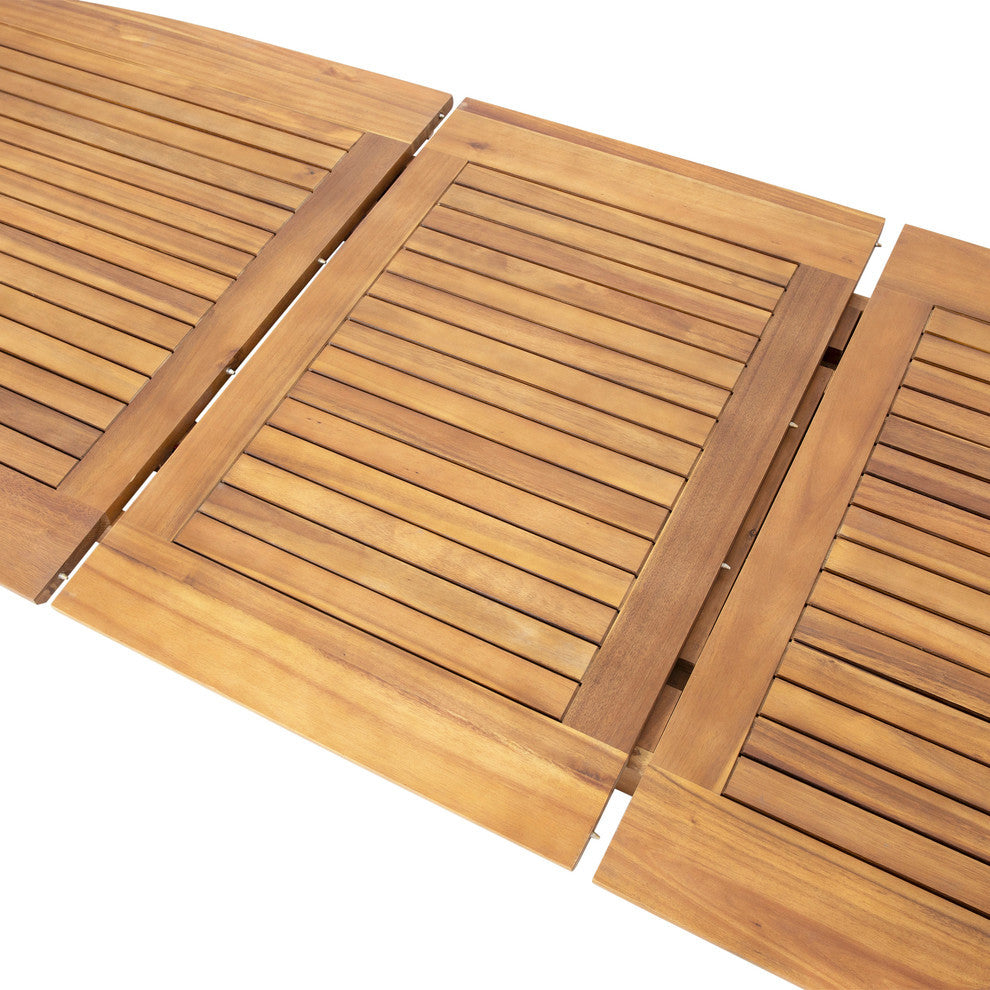 Candance Outdoor Acacia Wood Expandable Dining Table, Teak
