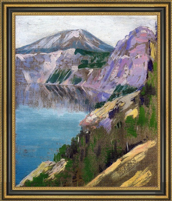 Arthur Wesley Dow Crater Lake - 16" x 20" Framed Premium Canvas Print