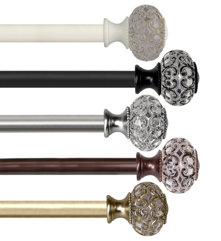 Bailey 1" Curtain Rod, White, 28-48"