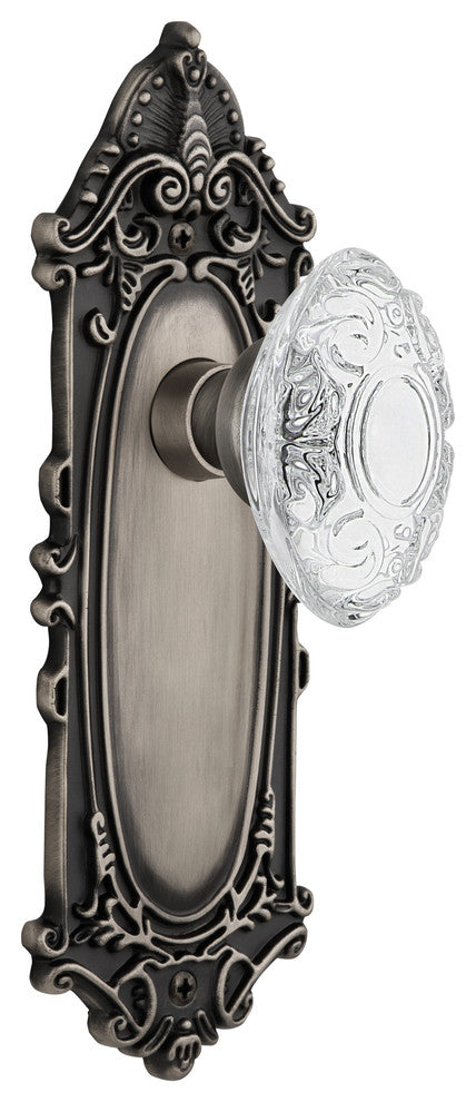 Victorian Plate Double Dummy Crystal Victorian Knob, Antique Pewter, VICCVI