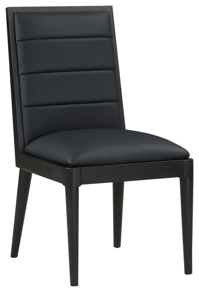 Bristol UpholsteredDining Chair, Set of 2, Black, Vegan Leather, Black Finish
