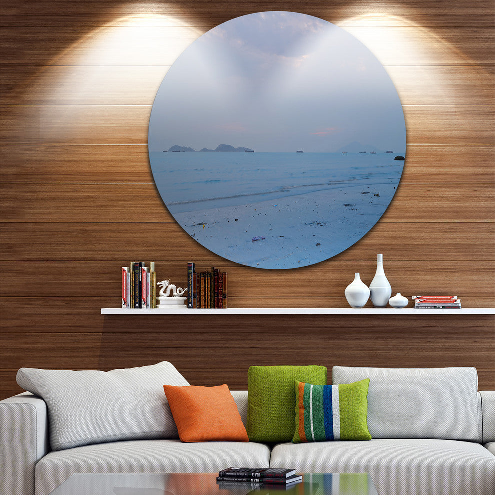Light Blue Sunset At Lung Kwu Tan Beach, Landscape Disc Artwork, 36"