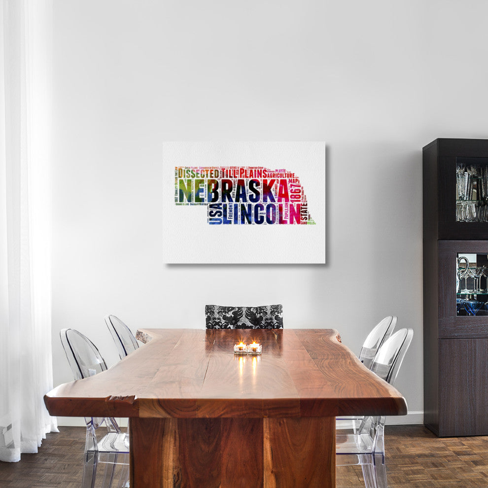 "Nebraska Watercolor Word Cloud" Fine Art Print