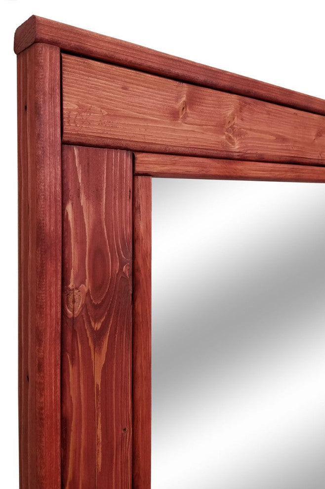 Herringbone Stained Vanity Mirror, Sedona Red, 42"x30", Horizontal