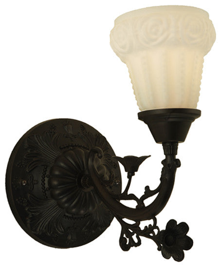 7 Wide White Puffy Rose Wall Sconce