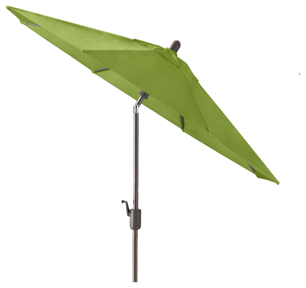 9' Round Push Tilt Market Umbrella, Antique Bronze frame, Sunbrella, Macaw