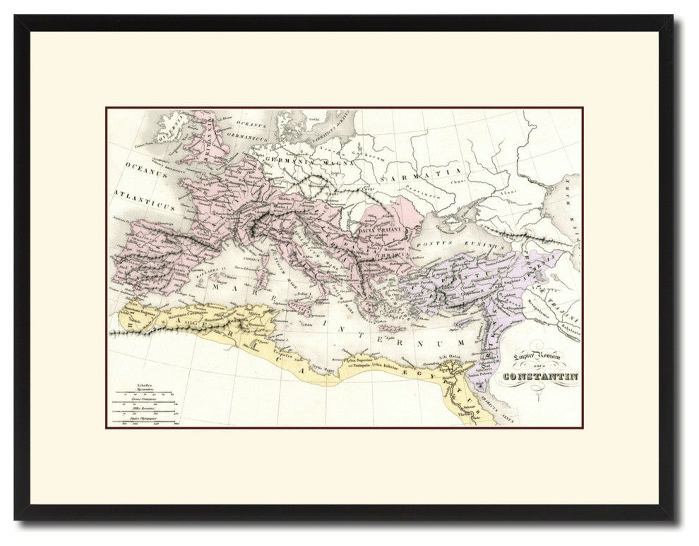 Contantin Empire Vintage Map Print On Canvas With Picture Frame, 16" X 21"