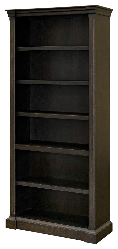 Traditional Wood Open Bookcase Office Shelving Fully Assembled Dark Brown