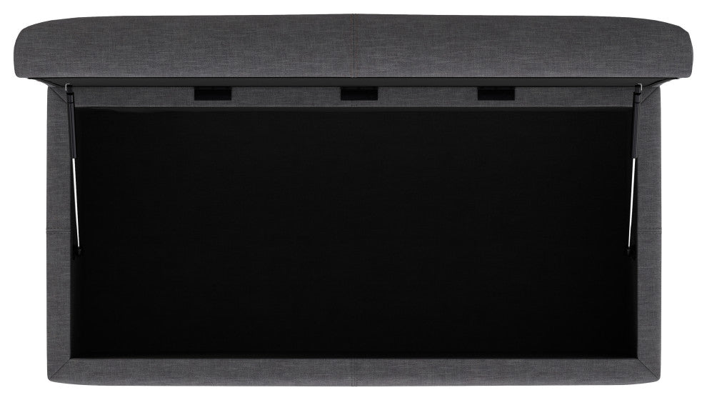 Gabbie Rectangular Storage Ottoman, Slate Grey