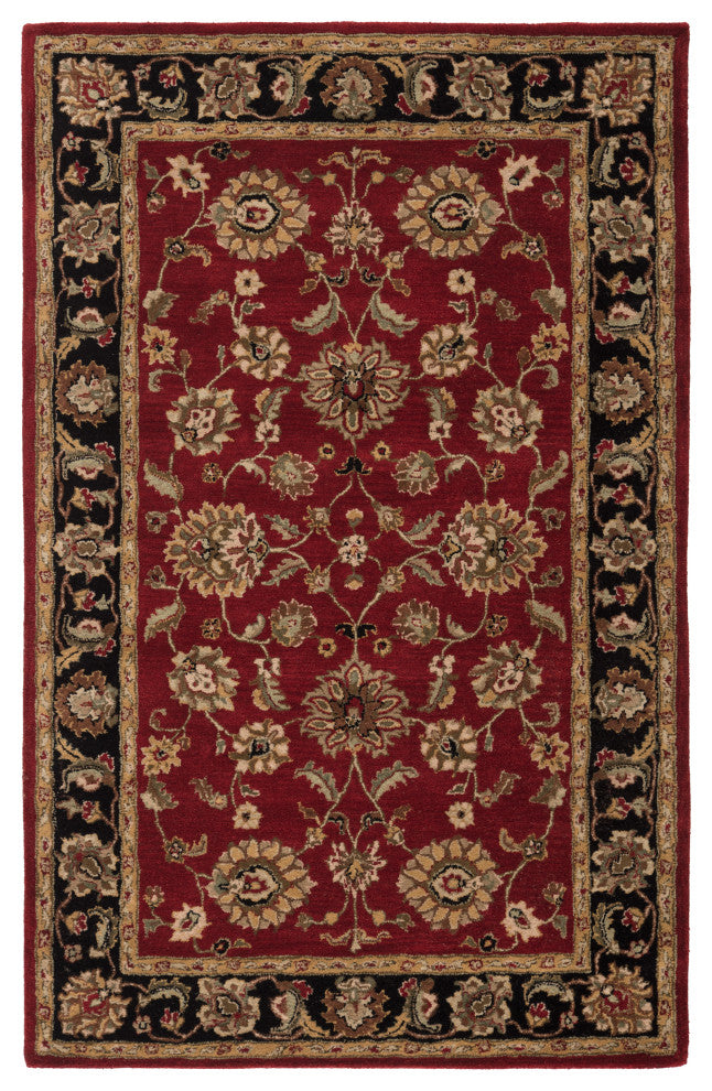 Jaipur Living Anthea Handmade Floral Red/Black Area Rug, 9'x12'
