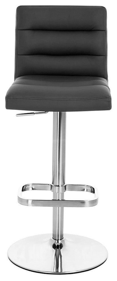 Lush Adjustable Height Swivel Bar Stool - Chrome Base, Black