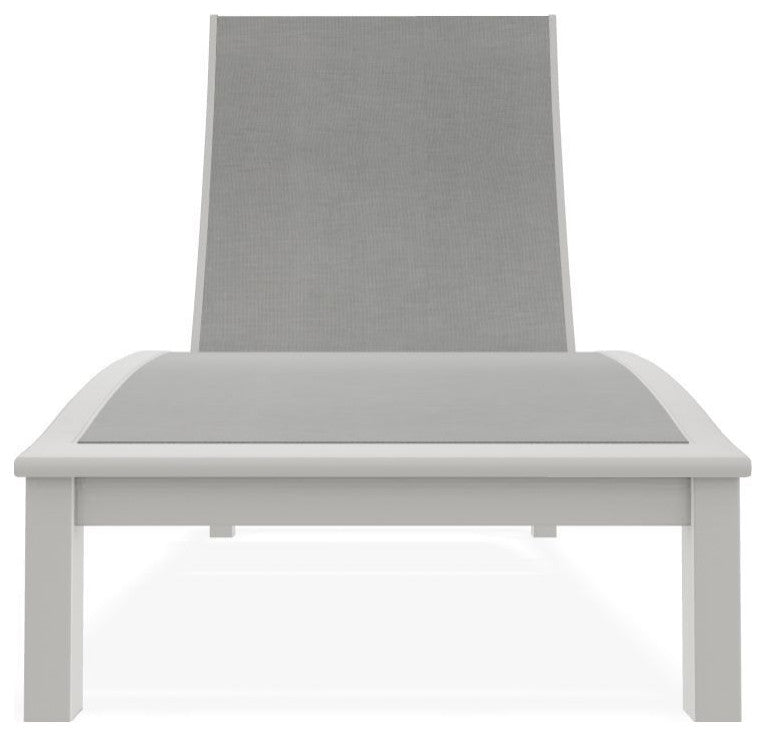 Bazza Sling 4-Position Contour Outdoor Chaise Lounge, Alloy/Snow