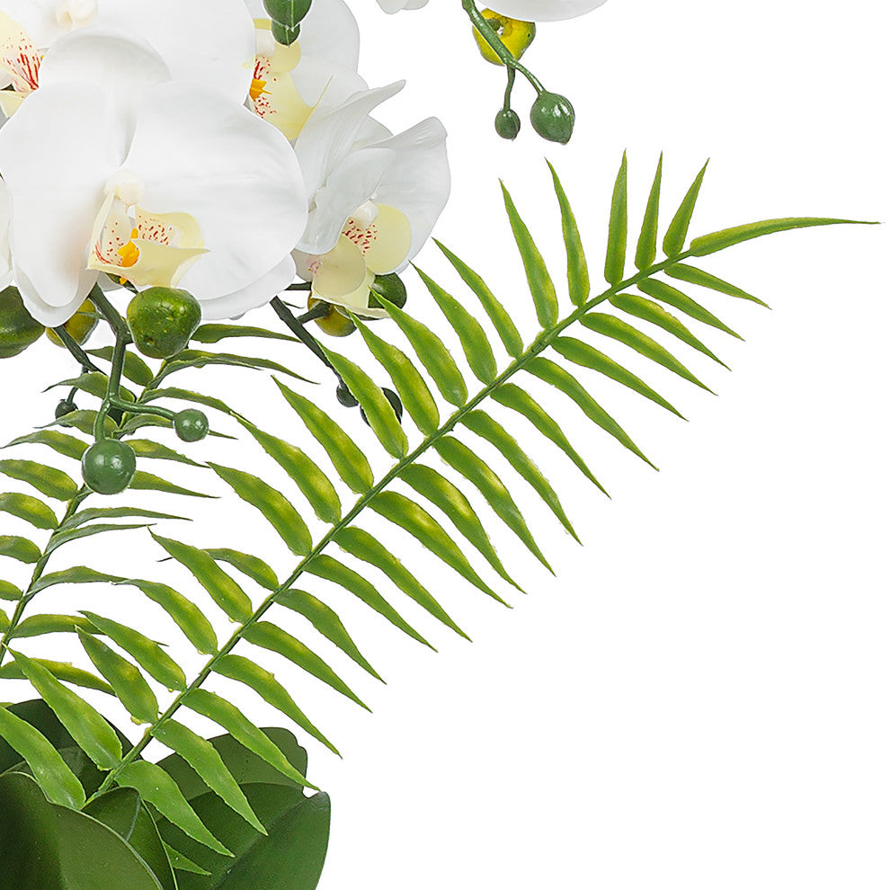 Faux Phalaenopsis Orchid Floral Arrangement, Ceramics Vase