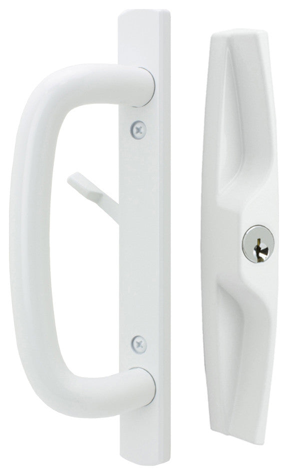 Veranda Sliding Door Handles, Keyed, 1-1/2" Thick Door, White
