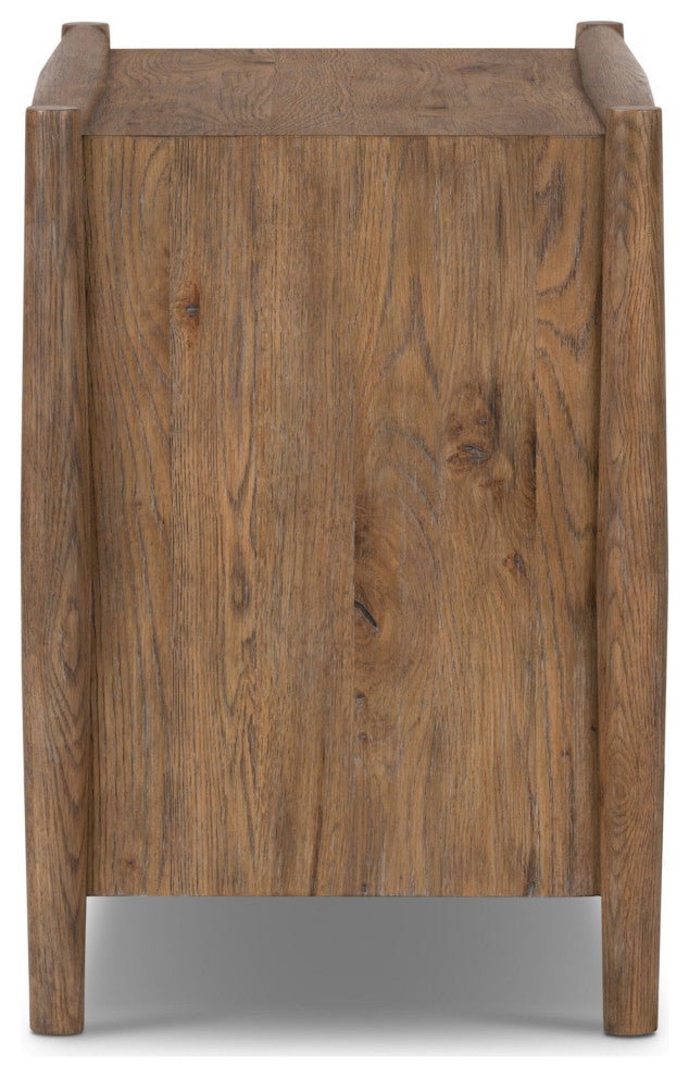Glenview Nightstand Weathered Oak, Weathered Oak Veneer, Aged Bronze