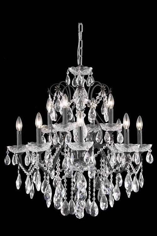 Elegant St. Francis Dining Room Light, Dark Bronze Finish With Royal Cut Crystal
