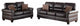 Bonded Leather 2 Pieces Sofa Set With Pillows In Brown