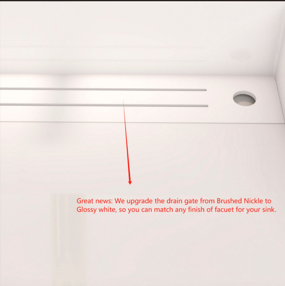 Madison 84" Free Standing Double Sink Vanity with Reinforced Acrylic Sink, High Gloss White