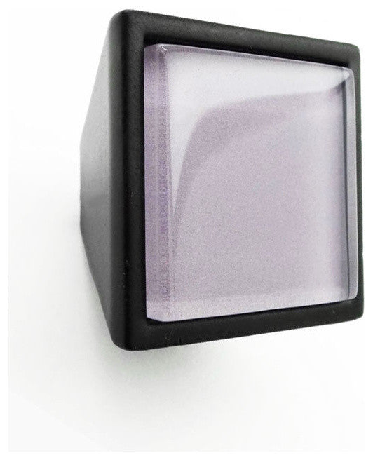 Wisteria Purple Crystal Glass Black Metal Square Frustum Knob