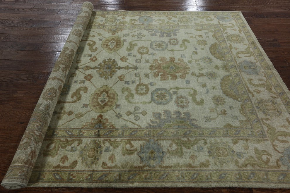 New Persian Design Oriental Ivory 6'x9' Oushak Hand Knotted Wool Area Rug H9077
