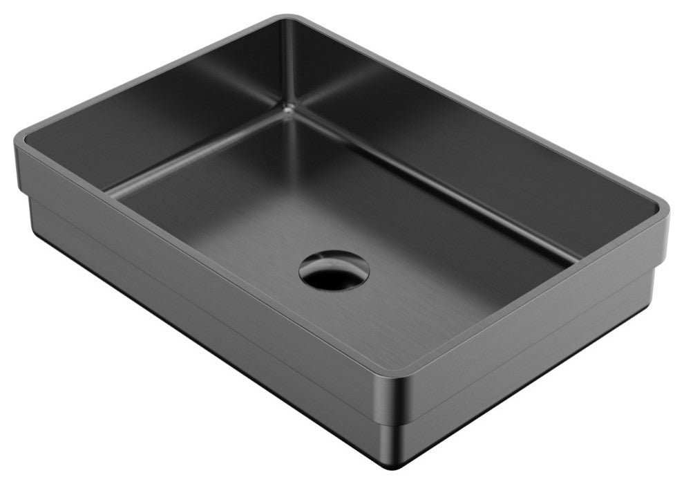 Karran Cinox Stainless Steel Rectangular Drop In Sink, Gunmetal Grey