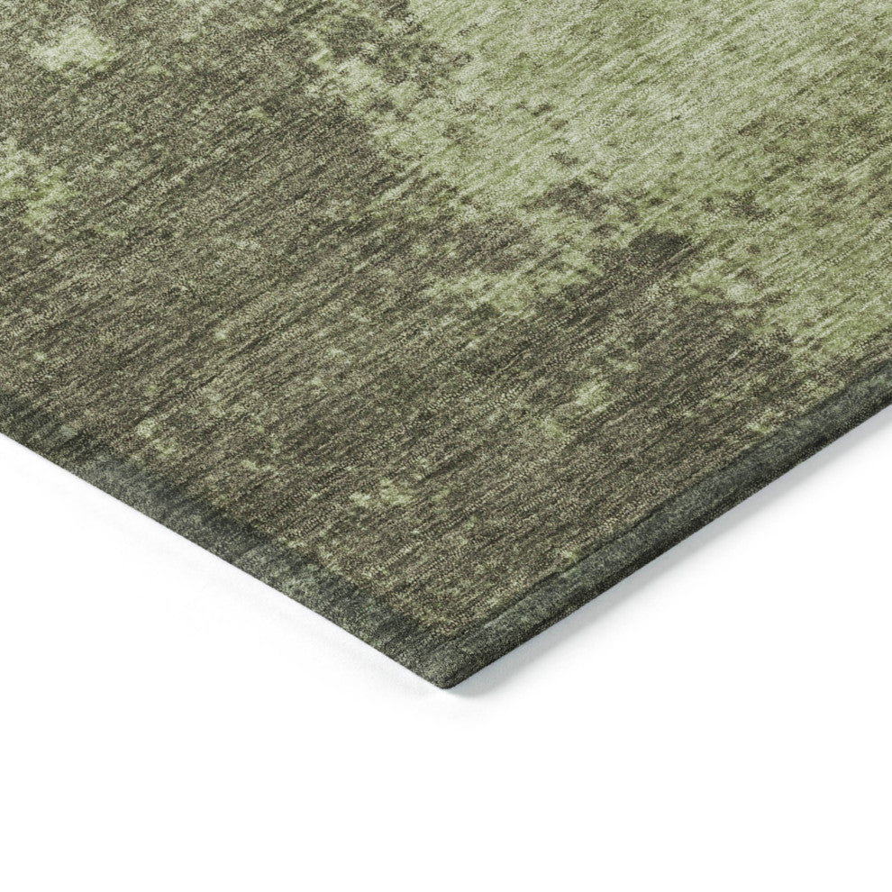 Machine Washable Indoor/Outdoor Chantille ACN1902 Olive 8' x 8' Round Rug