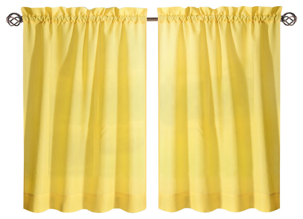 Ellis Curtain Stacey Tailored Tier Pair Curtains, Yellow, 56"x45"