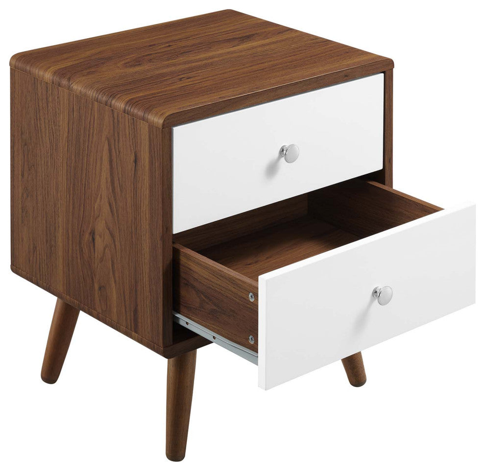 Transmit 2-Drawer Nightstand, Walnut White