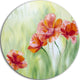 Poppies In Light Green, Floral Large Disc Metal Wall Art, 23"