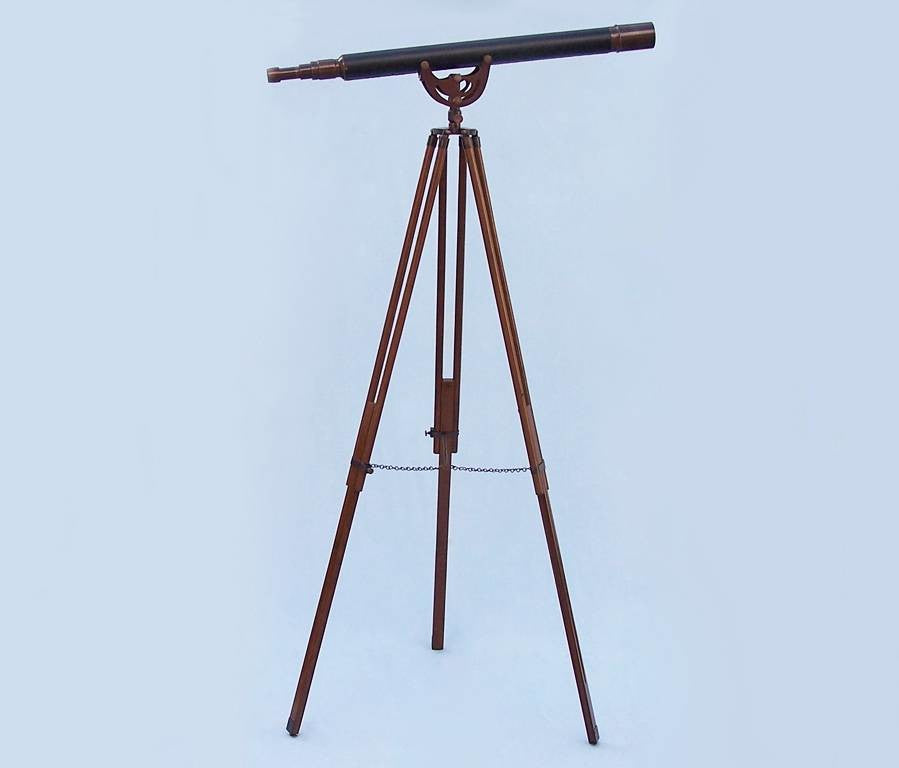 Floor Standing Antique Copper With Leather Anchormaster Telescope 65''