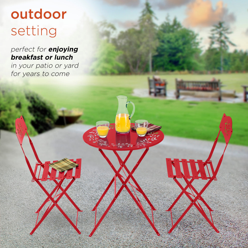 Metal 3-Piece Bistro Set, Red