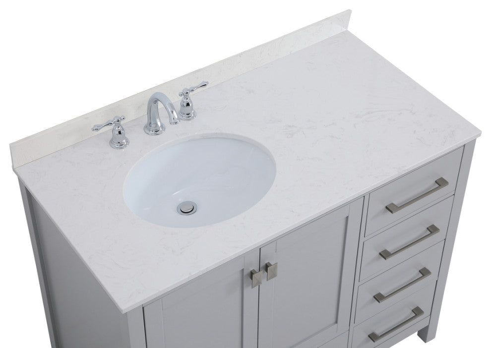 Iris 42" Single Bathroom Vanity, Gray With Backsplash