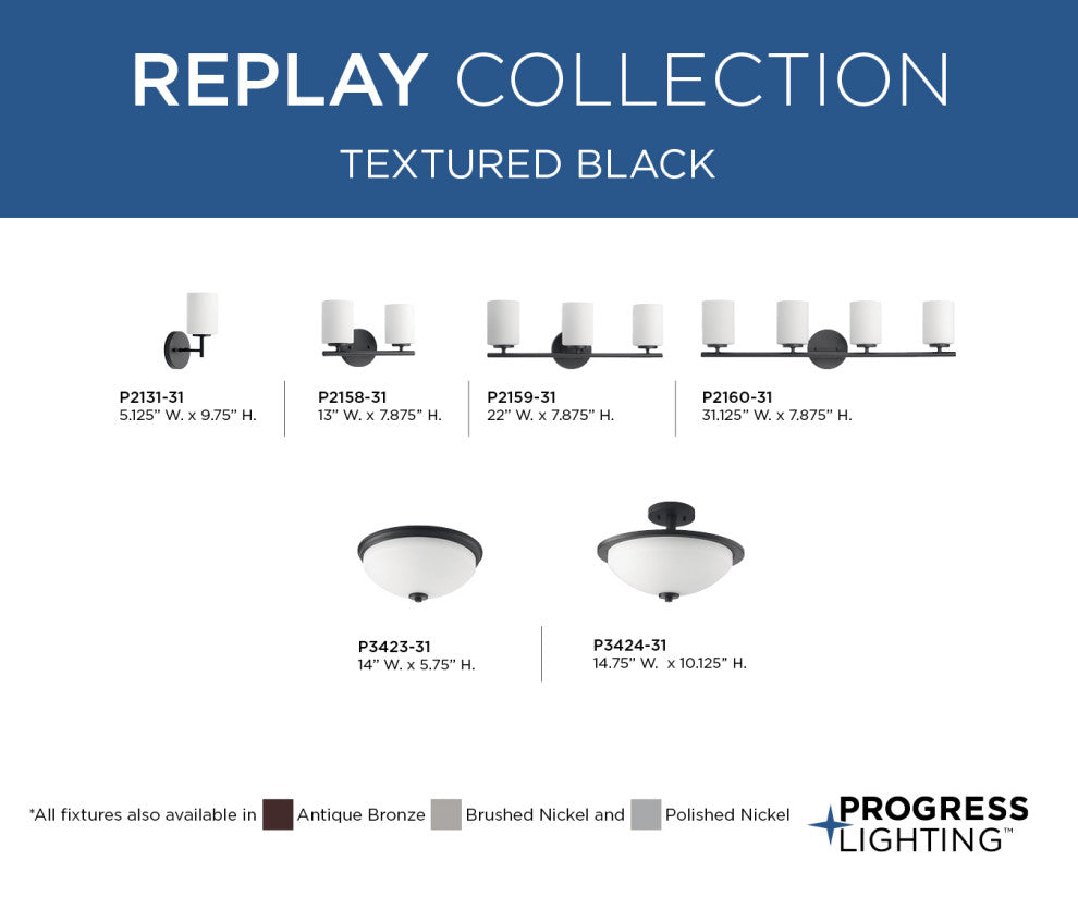Progress Lighting 1-100W Medium Bath Bracket, Black