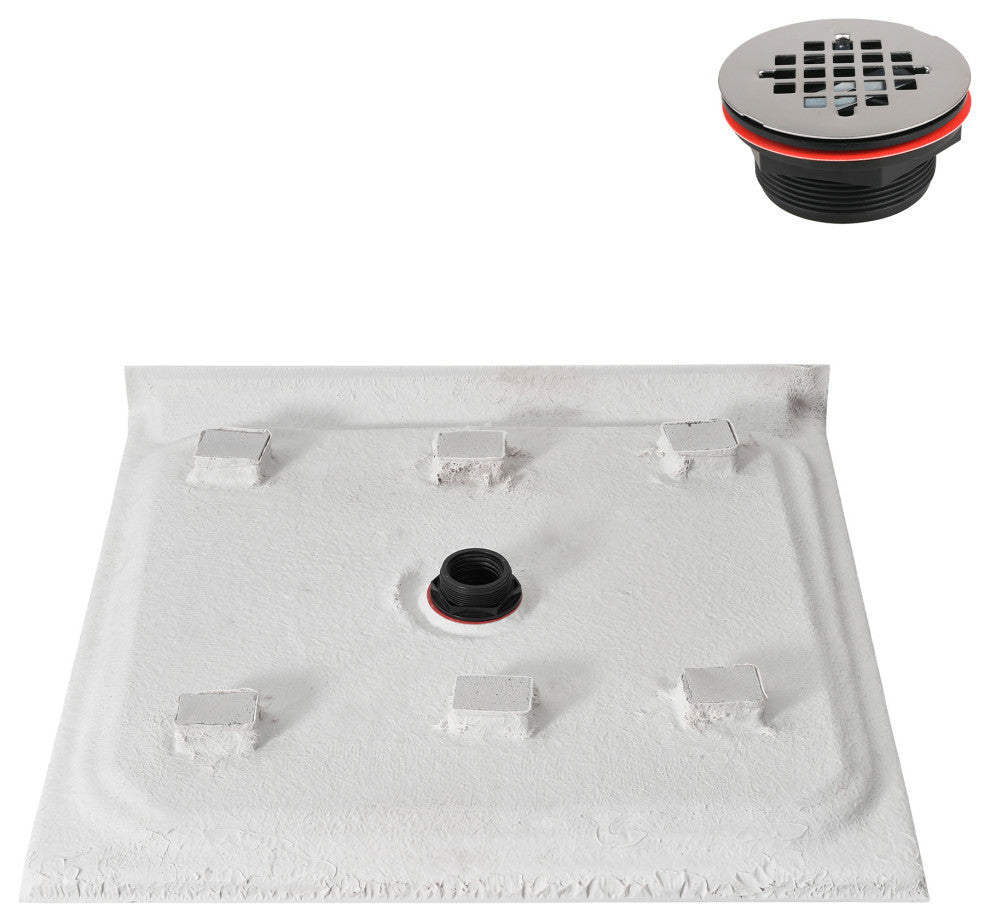 GB-537-152 36"x36" Alcove Acrylic Shower Base, Center Drain, Drain Included