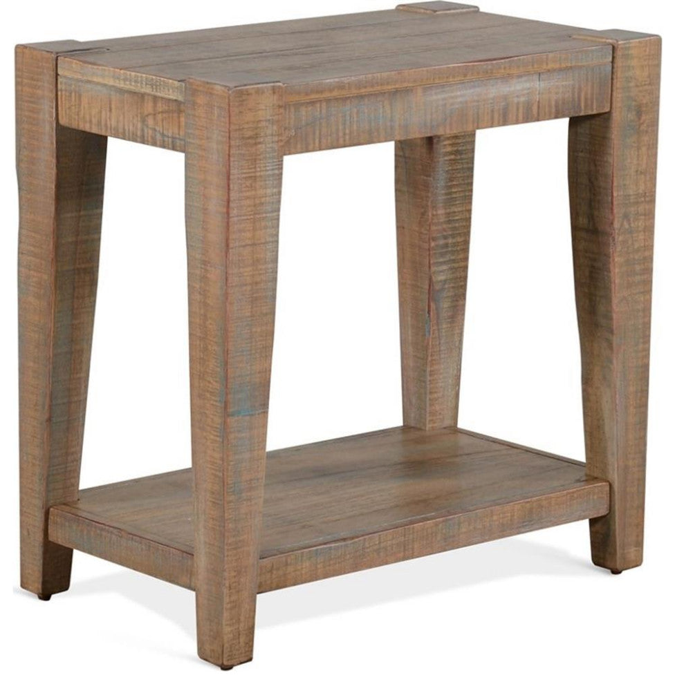 Sunny Designs 25" Modern Mindi Wood Chair Side Table in Weathered Brown