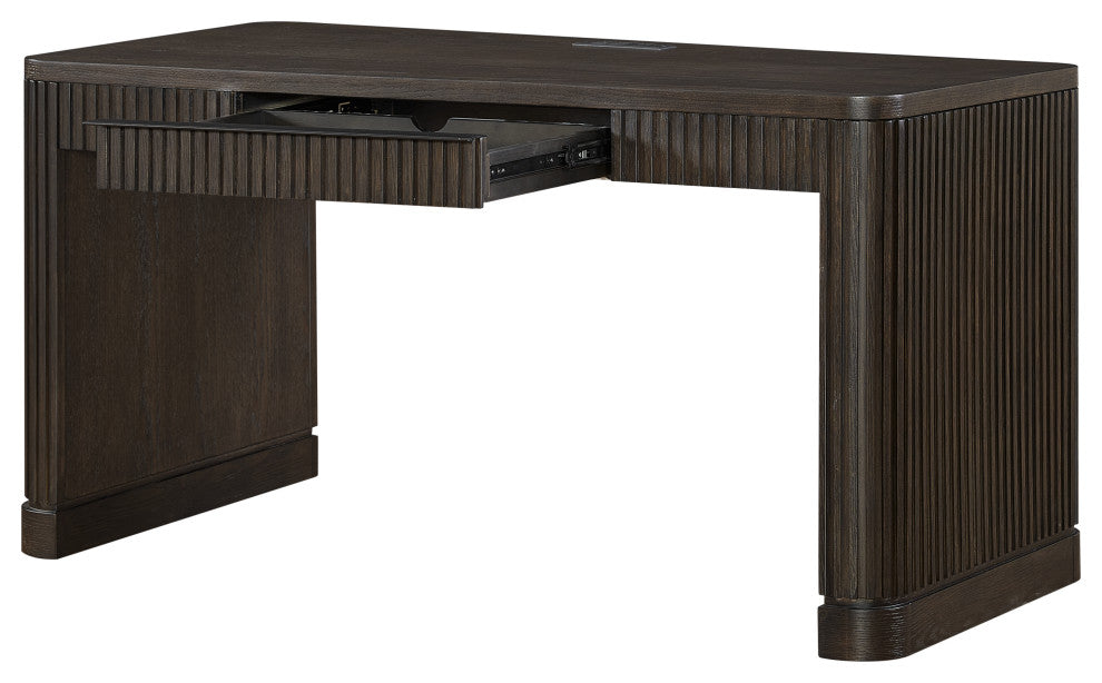 Contemporary Writing Desk, Wood Office Desk, Brown