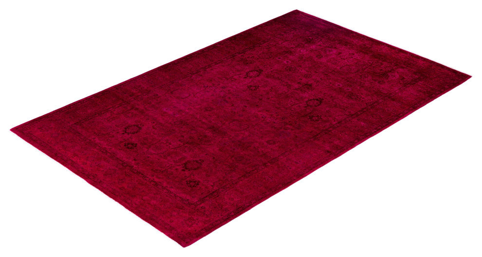 Overdyed One-of-a-Kind Hand-Knotted Area Rug Pink, 4' 8" x 7' 5"