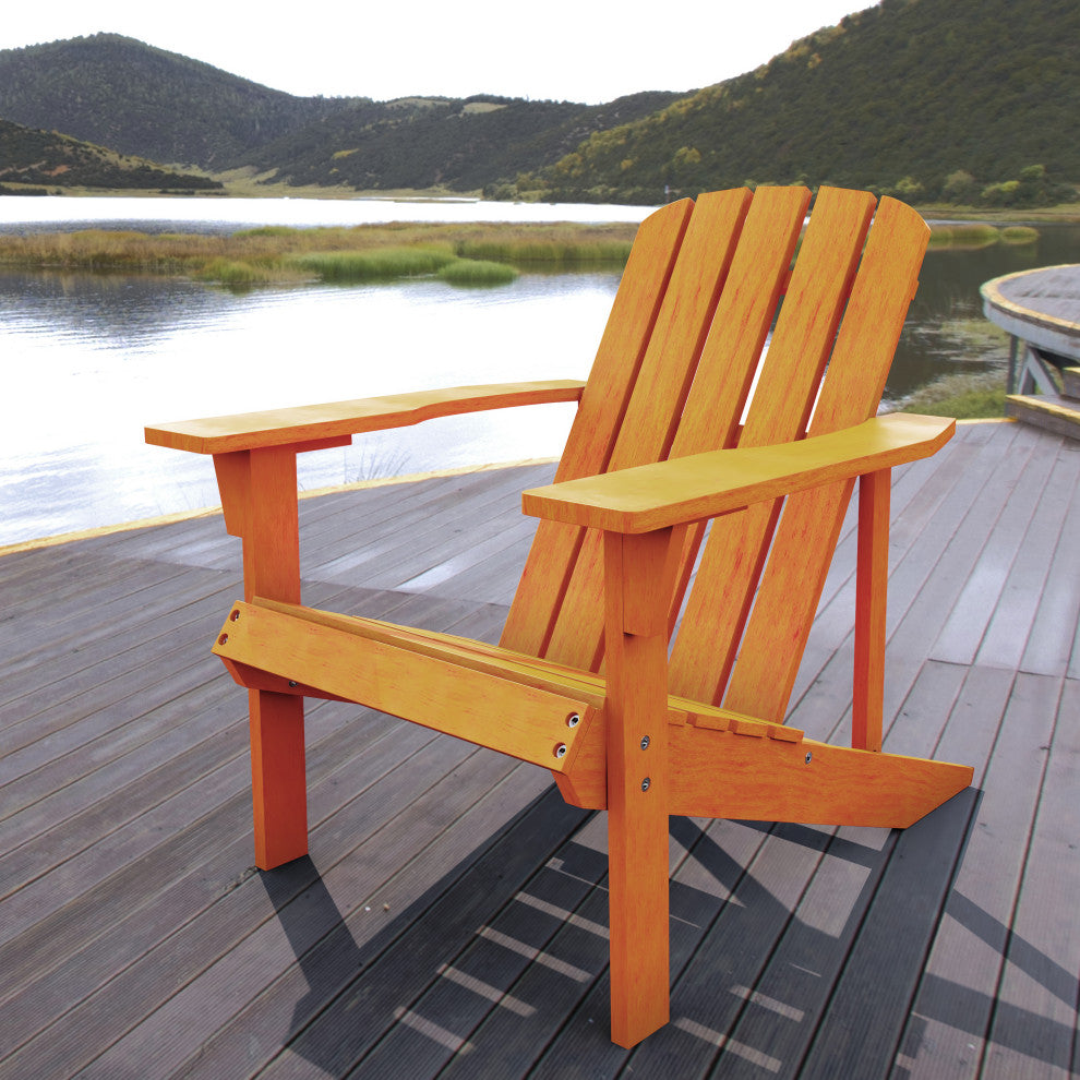 Westport Outdoor Patio Traditional Acacia Wood Adirondack Chair, Light Brown