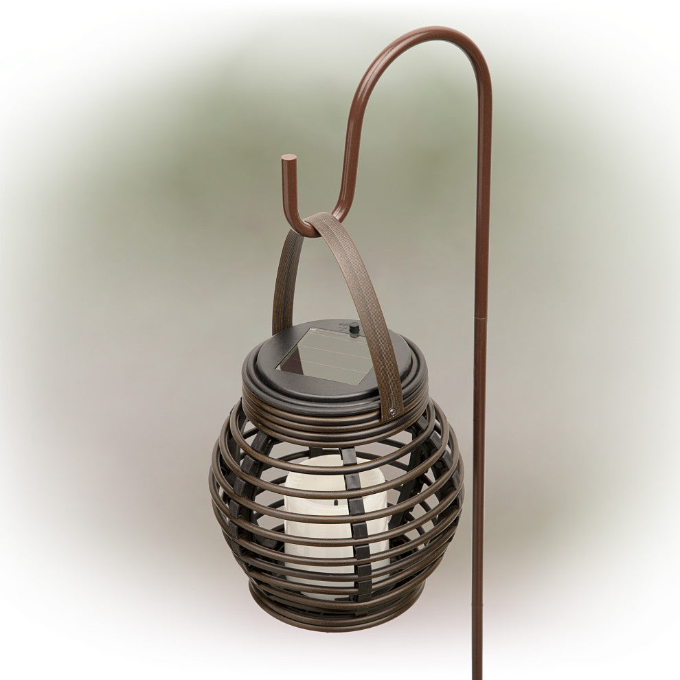 Solar LED Lantern With Shepherd's Hook Metal Stake