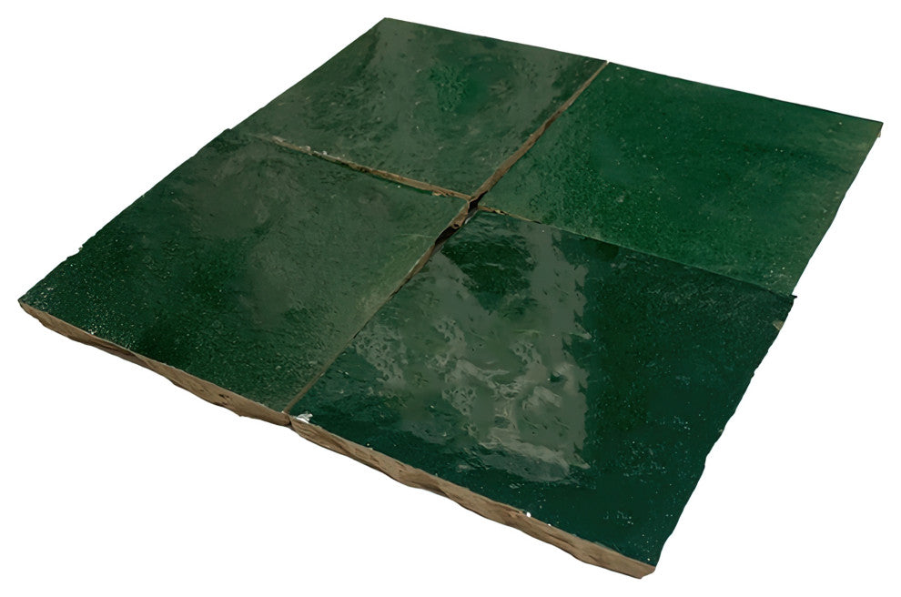 Moroccan Zellige Mosaic 4"x4" Dark Green