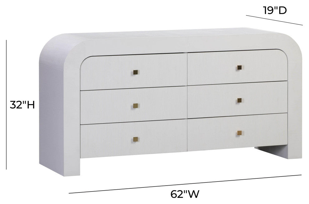Hump 6 Drawer White Dresser
