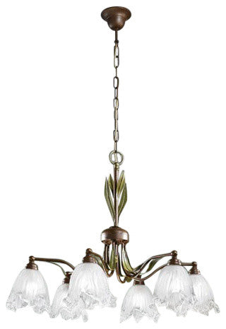 Linda 552 Chandelier, Rust Brown and Gold, Satin White