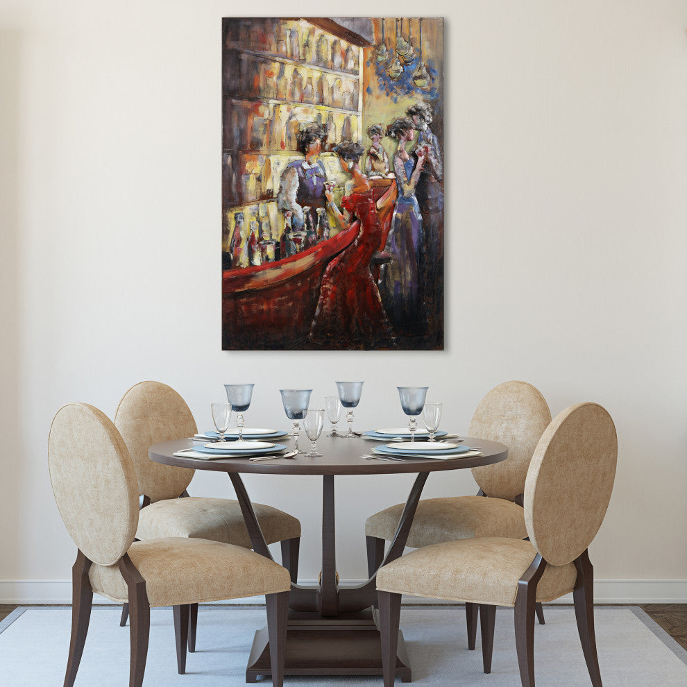 "Tavern" Primo Mixed Media Hand Painted Iron Wall Sculpture 48x32