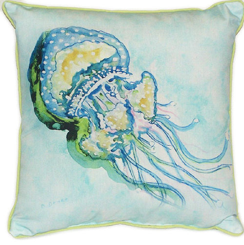 Pair of Betsy Drake Jelly Fish Large Indoor/Outdoor Pillows