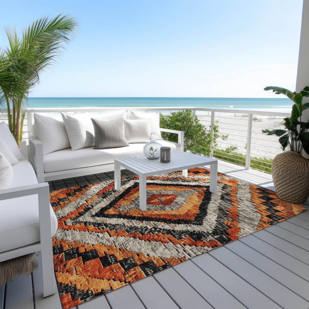 Machine Washable Indoor/Outdoor Chantille ACN1890 Clay 3' x 5' Rug