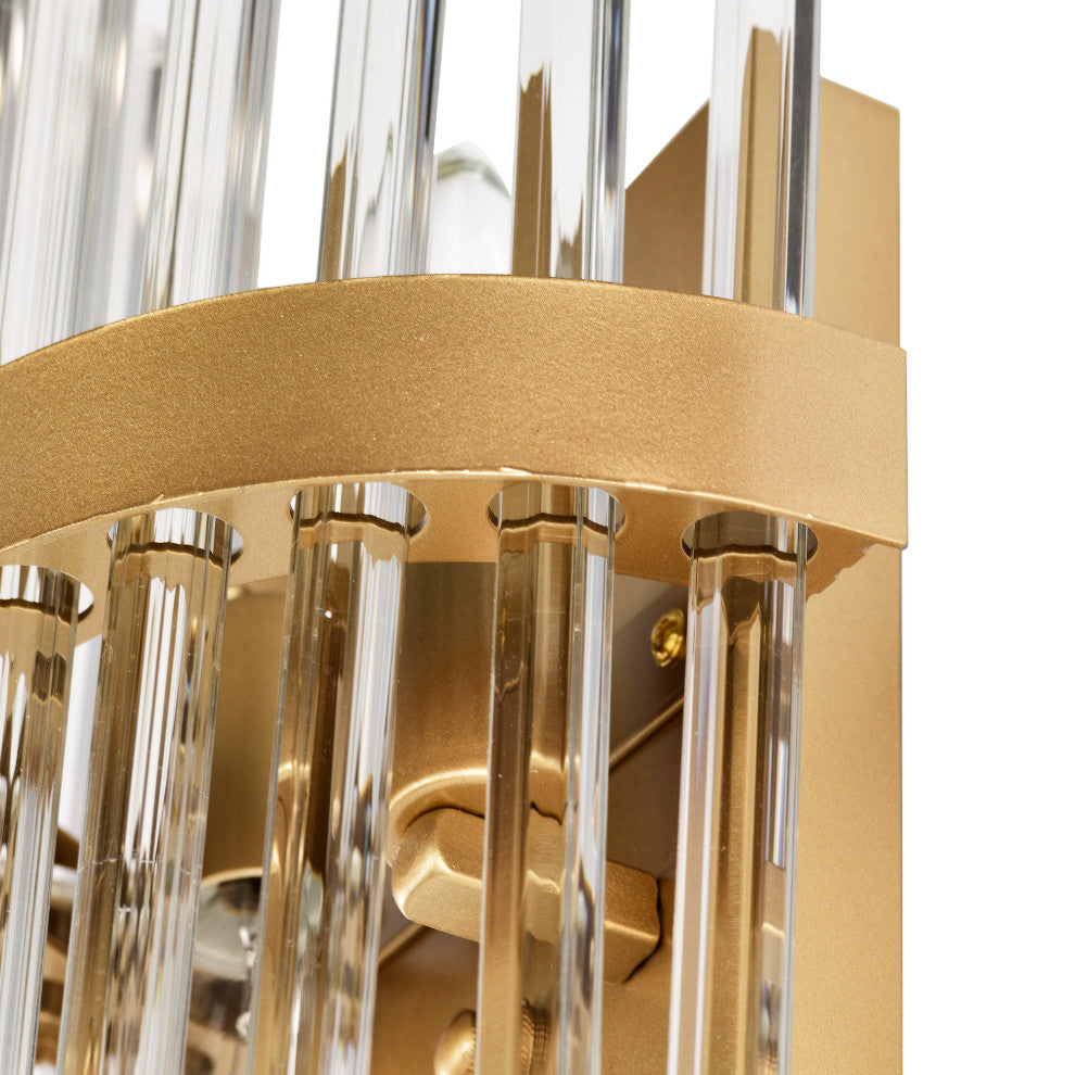 Eva 2-Light Crystal Glass Bar Wall Sconce, Glossy Bronze Finish