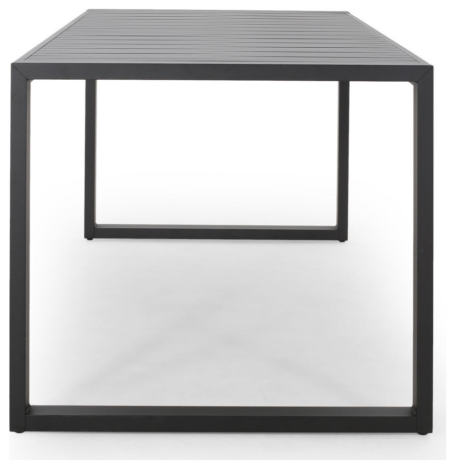 Edith Outdoor Aluminum Dining Table, Black