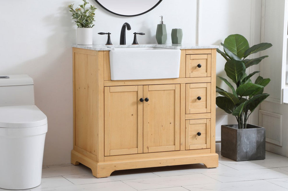 Home Living 22" Farmhouse Natural Wood-Light Bathroom Vanity